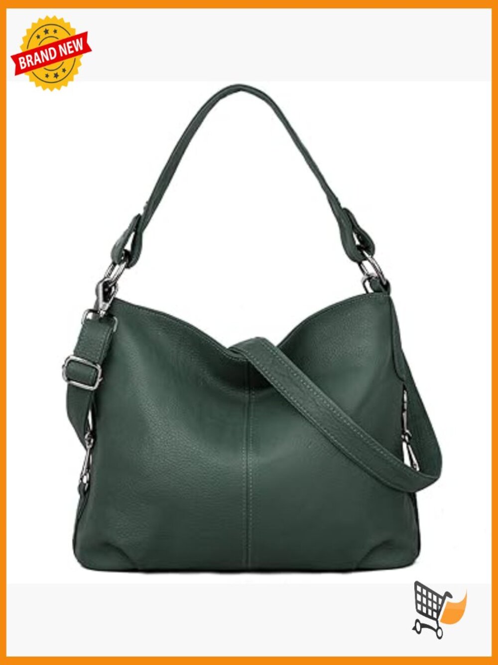 Genuine Leather Hobo Shoulder Bag Crossbody Handpurse Large
